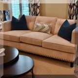 F01. Cambridge Collection sofa with nailhead trim. 
